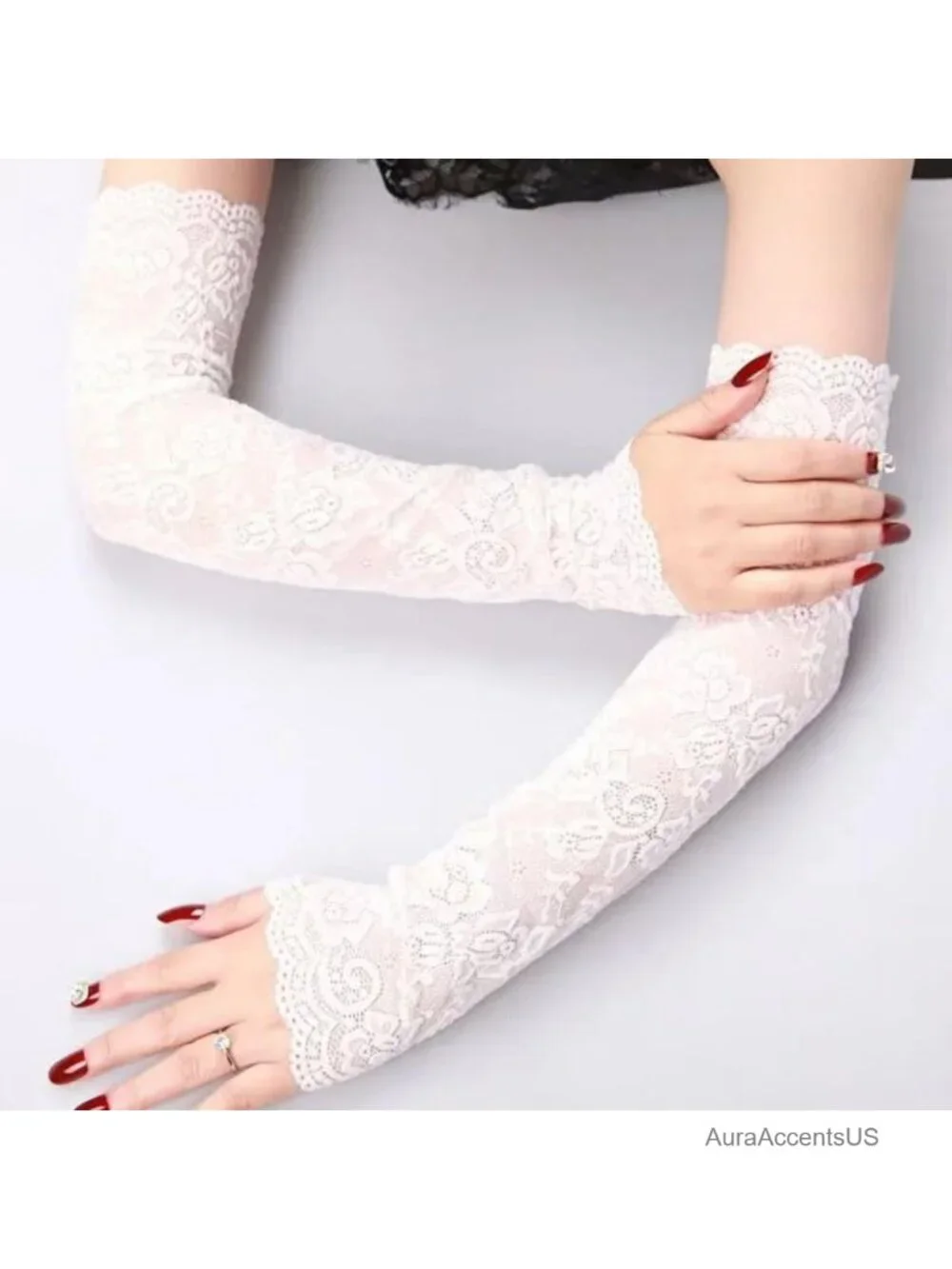5 Pairs Women Lace Arm Sleeves Fingerless Floral Hollow Sleeves for Wedding